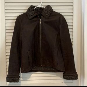 Brown Hugo Buscati leather jacket womans S